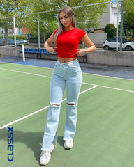 Svetle farmerke dubokog struka prorezima