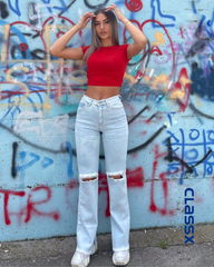 Svetle farmerke dubokog struka prorezima