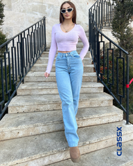 Ženske farmerke sa širokim nogavicama 611/10