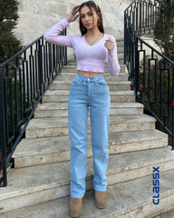 Ženske farmerke sa širokim nogavicama 611/10